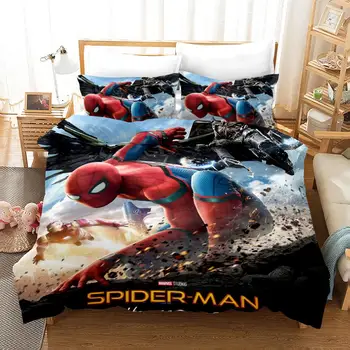 Marvel Hrdina Spider-Man Povlečení Sada Cal King Size Postel Povlečení pro Chlapce Deku, Povlečení Dvoulůžkový Přehoz dětské Letní Královna