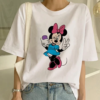 Minnie Mouse Ženy Ležérní trička Vtipné Tričko Pro Lady Disney Top Tee Bederní Drop Loď