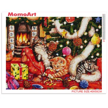 MomoArt 5D DIY Diamantový Malování Kočka Řemeslo Kit Diamond Výšivky Pes Zvíře Cross Stitch Mozaika Vánoční Dekorace