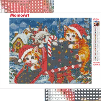 MomoArt 5D DIY Diamantový Malování Kočka Řemeslo Kit Diamond Výšivky Pes Zvíře Cross Stitch Mozaika Vánoční Dekorace