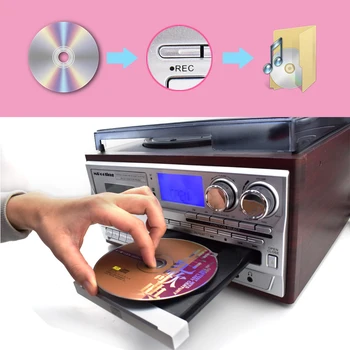 MPOOLING Vintage Retro Vinyl Záznam Gramofon Přehrávač+CD Přehrávač+Kazetový Přehrávač+MP3 Přehrávač+USB Recorder+Bluetooth