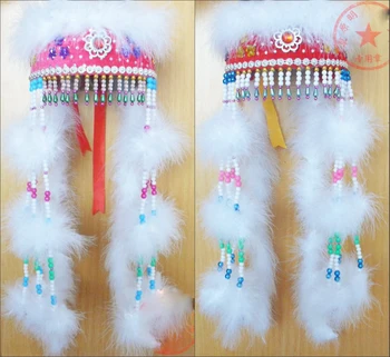 MS mongolské pokrývky hlavy vlasy tanec / Klobouk pokrývky hlavy mongolská dívka klobouk mongolské fille chapeau mongolische madchenová hut