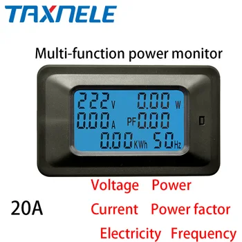 Multi-Funkce Power Monitor 20A 100A Digital AC 110~220V Napětí Napájení Monitoru účiník Frekvence Energie Metr