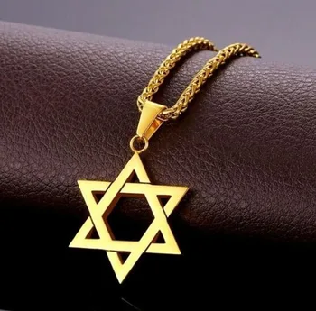 Muži, Ženy Módní Mogan Davidova Hvězda Přívěšek Izrael Židovský Řetěz z Nerezové Oceli Davidova Hvězda Náhrdelník Šperky