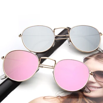 Módní Kulaté sluneční Brýle Muži Ženy Sexy Vintage Metal Sluneční Brýle Značky Návrhář Dámy Malý Rám Zrcadla Eyeware Oculos UV400