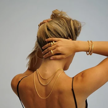 Módní Minimalistický Šířka Zakřivené Kovové Otevřený Kroužek Jednoduché Leštění Silný Pevný Zlatý Prsten Stříbrné Barvy Nastavitelné Pro Ženy