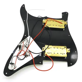 Naložené Strat Elektrická Kytara Prodrátované ST Pickguard s Keramickou Dvakrát Colis Humbucker Snímače Pro Kytaru Fender Černé