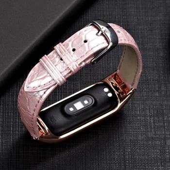 Nejnovější Pravé krokodýlí kůže, kožené hodinky kapela popruh pro xiaomi band 2 3 4 5 miband 5 NFC watchband pásy
