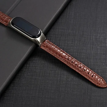 Nejnovější Pravé krokodýlí kůže, kožené hodinky kapela popruh pro xiaomi band 2 3 4 5 miband 5 NFC watchband pásy