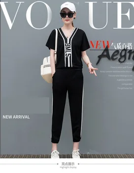 Nejprodávanější produkt v roce 2019 Tepláky pro ženy 2 ks set Letního oblečení pro dámské Bavlněné korejský módní oblečení Volné K4626