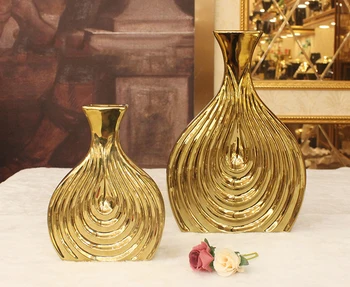 Nordic Dekor Vázy Zlaté Keramické Luxusní Doplňky Shell Vázy Vintage Deco Maison Interiér Luxe Decoracion Salon Casa ваза