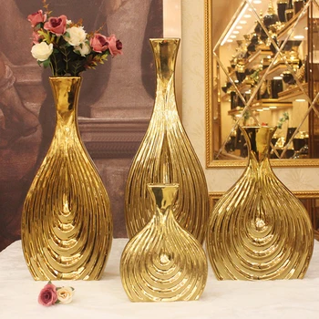Nordic Dekor Vázy Zlaté Keramické Luxusní Doplňky Shell Vázy Vintage Deco Maison Interiér Luxe Decoracion Salon Casa ваза