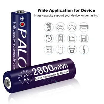 Nové 1,5 v AA dobíjecí baterie 2800mwh li-ion lithium-ion AA 2A baterie pro hračky, fotoaparát, svítilna