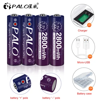 Nové 1,5 v AA dobíjecí baterie 2800mwh li-ion lithium-ion AA 2A baterie pro hračky, fotoaparát, svítilna