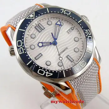 Nové 41mm bliger silver wave vytáčení světélkující značky deloyment sponu safírové sklo datum automatické pánské hodinky B247