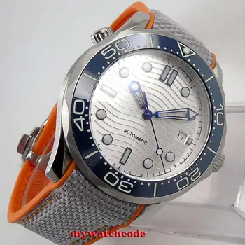 Nové 41mm bliger silver wave vytáčení světélkující značky deloyment sponu safírové sklo datum automatické pánské hodinky B247