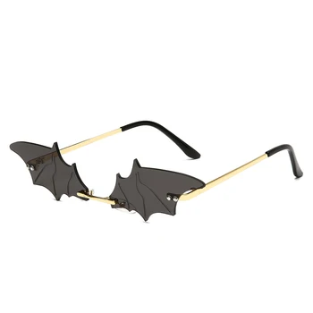 Nové Módní sluneční Brýle Značky Design Ženy Metal bez Obrouček Bat Sluneční Brýle Lady Zrcadlo Brýle UV400 Odstíny Brýle Oculos de sol