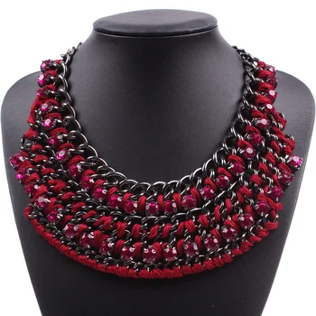 Nový Design Jarní Hot Prodej String Řetězec Pletené Crystal Robustní Náhrdelník Módní Šperky pro Ženy 2020