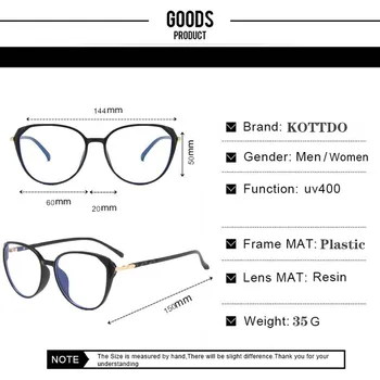 Nový Módní Anti-Modré Světlo Optické Krátkozrakost Brýle Ženy Počítačové Brýle Klasické Náměstí Plastový Rám Tr90