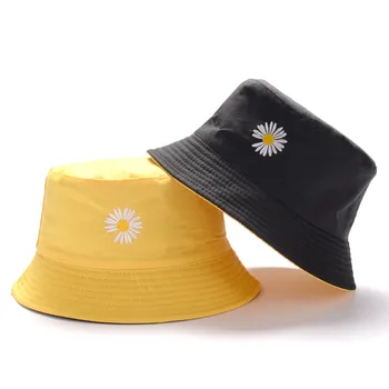 Oboustranné Bucket Hat Skládací Sedmikrásky Rybář Cap Venkovní Opalovací Krém Ženy Muži Letní Móda Bavlna Casual Sluneční Klobouk Nejnovější