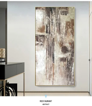 Obrazy zeď dekor hnědé Ručně malované plátno olejomalba abstraktní kresby, plátno wall moderní malířské plátno pro obývací pokoj