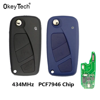 OkeyTech 3 Tlačítka Flip Dálkové Ovládání Auto Klíče Delphi 433mhz Pro Fiat 500, Punto, Stilo Ducato Panda Bravo Klíč ID46 Čip PCF7946
