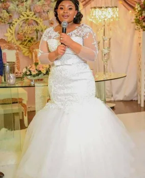 Okouzlující nevěsta šaty Iluzi Náhrdelník Svatební Šaty Princezna Plus velikost Svatební šaty suknia slubna