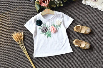 ON Zdravím Užívat Děti Oblečení Letní Sada Dívky, Krátké Rukávy Růžové Květy T-shirt+Sukně s Potiskem 2ks Vyhovuje Batole Dívka Oblečení