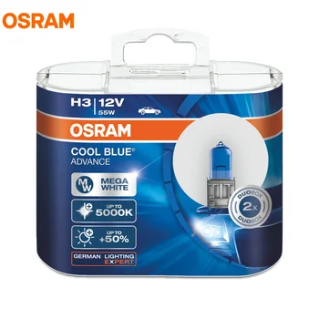 OSRAM H3-5000K 12V 55W 62151CBA Cool Blue Předem Halogenové Žárovky Xenon Mega White 50% Více Světla Auto Mlhové Světlo OEM Žárovky Pair