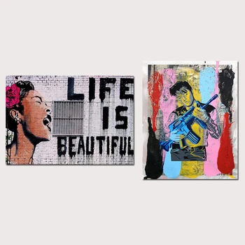 Pane vymytý Mozek, Život Je Krásný, Plátno, Malování Graffiti Banksy Tištěné Plakát a Tisky, Obrazy na Stěnu pro Domácí Výzdobu