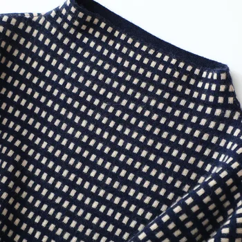 Podzim zima nový styl útulné ženy ležérní mřížka nadrozměrných svetr kvalitní módní kašmírový rolák svetry