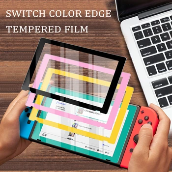 Pro Nintendos Spínač Lite Console Screen Protector 9H Colorful Frame Tvrzeného Skla Film Palec Úchyty Pro NS Spínač Příslušenství
