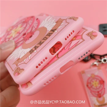 Pro xiaomi mi9 8 Magický kruh případě roztomilý kreslený pink girl telefon kryt pro Xiaomi CC9E 9 8se 6X 5X sakura +dlouhý popruh
