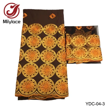 Prodyšná měkká švýcarské vyšívané bavlněné krajky 5 metrů + africké krajky tkaniny 2 yardů pro dámské oděvy YDC-04