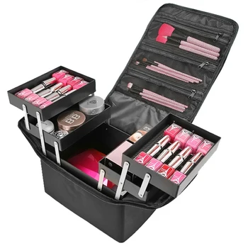 Profesionální Kosmetická Taška Kufr Na Make-Up Box Make-Up Organizer Storage Case Pouzdro Toaletní Mycí Kosmetické Zip Velký Případ