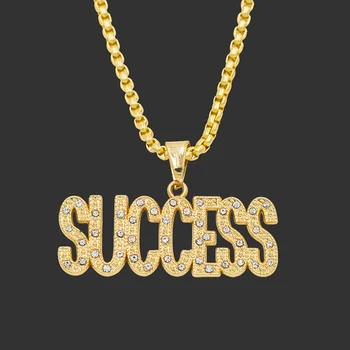 Prohlášení Úspěch Dopis Přívěsek Náhrdelníky Ženy, Muže, Hip Hop Šperky 2019 Módní Zlaté Dlouhý Řetěz Náhrdelníky & Přívěsky Dárek