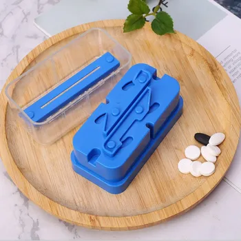 Přenosné Pilulka Splitter Cutter Rozdělit Medicíny Skladování Tablet Rozbočovače Snížit Kráječ Domů Pilulku Případech Dávkovač Pilulku Box WJ109