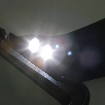 Přenosný 2-LED Obdélníkové Šikmé-rukojeť Lupa Zvětšovací Sklo Objektivu Barva Černá
