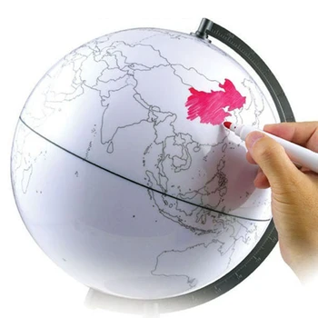 Přetíratelný a Smazatelný Globe Model Plast Mazání Mapa Světa Kreslení Tellurian DIY Výuku Realizovat s 4 Kartáč GDeal