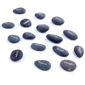 Přírodní Ryté Říční Kameny Inspirovat Slovy Spadl Crystal Reiki Léčení Feng Shui Řemesla Domácí Dekoraci 16ks