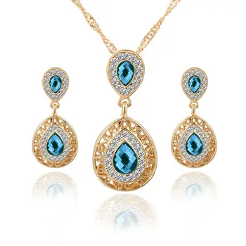 Rakouské Crystal Zlaté Šperky Sady Pro Ženy, Jetel Náhrdelník Náušnice Šperky Set Svatební Svatební Doplňky