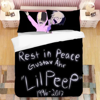 Rapper Lil Peep 3d Tištěné Ložní prádlo Kryt Ložní prádlo Set Peřinu Kreslený Obří Šidítko Ložní Prádlo Ložní Set (BEZ Plechu)