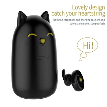 Růžové Roztomilé Kočky TWS Bezdrátový Bluetooth Headset S Mikrofonem Stereo Sluchátka binaurální režimu Sluchátka s LED Charge box Dívka Dárek