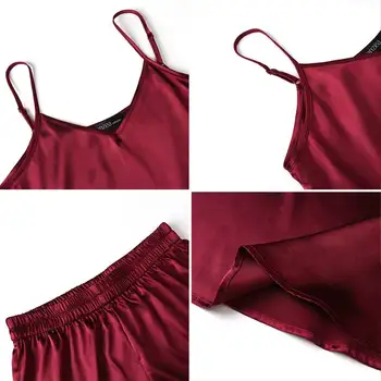 Sexy Noc Nosit Hedvábné oblečení na Spaní 2021 Letní Sady Ženy Popruh noční Prádlo Dámské spodní Prádlo Mujer Saténové Pyžama 2 Ks Sady M-5XL