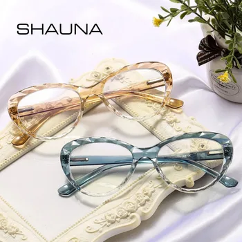 SHAUNA Anti Blue Light Candy Barvy Diamond Sekce Ženy, Kočičí Oko Optické Rámy Jarní Závěs