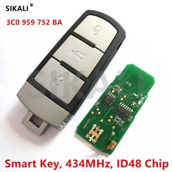 SIKALI 434MHz Auto Vzdálené Inteligentní Klíč pro VW/VolksWagen 3C0959752BA pro PASSAT/CC/MAGOTAN Vozidla Kontrola Alarm s Čipem ID48