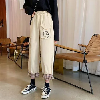 Solidní Žena Vysokým Pasem Harémové Kalhoty 2020 Ženy Volné Běžce Kalhoty Hip Hop Kalhoty Streetwear Harajuku Khaki Cargo Kalhoty Ženy