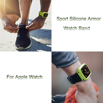 Sport Silikonové Pouzdro Band Pro Apple Hodinky 44mm Loop Náramek Popruh s Ochranný Kryt Pro iwatch 4 Watchband Shell Příslušenství