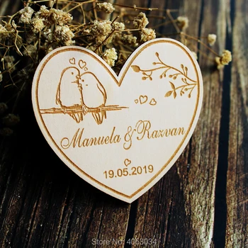 Srdce Tvar Save-The-Date-Love Birds Uložit Datum Magnety-Láska Ptáci Svatební Výzdoba-Rustikální Svatba-Rustikální Svatební Dar
