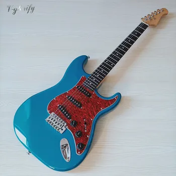 ST elektrický plné tiliaceae tělo kytary 39 inch 6 string modrá vysoký lesk dokončit elektrickou kytaru